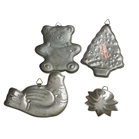 Vintage Large Copper Plated Cookie Cutters Dove Tree Bear Portugal - Picture 7 of 7